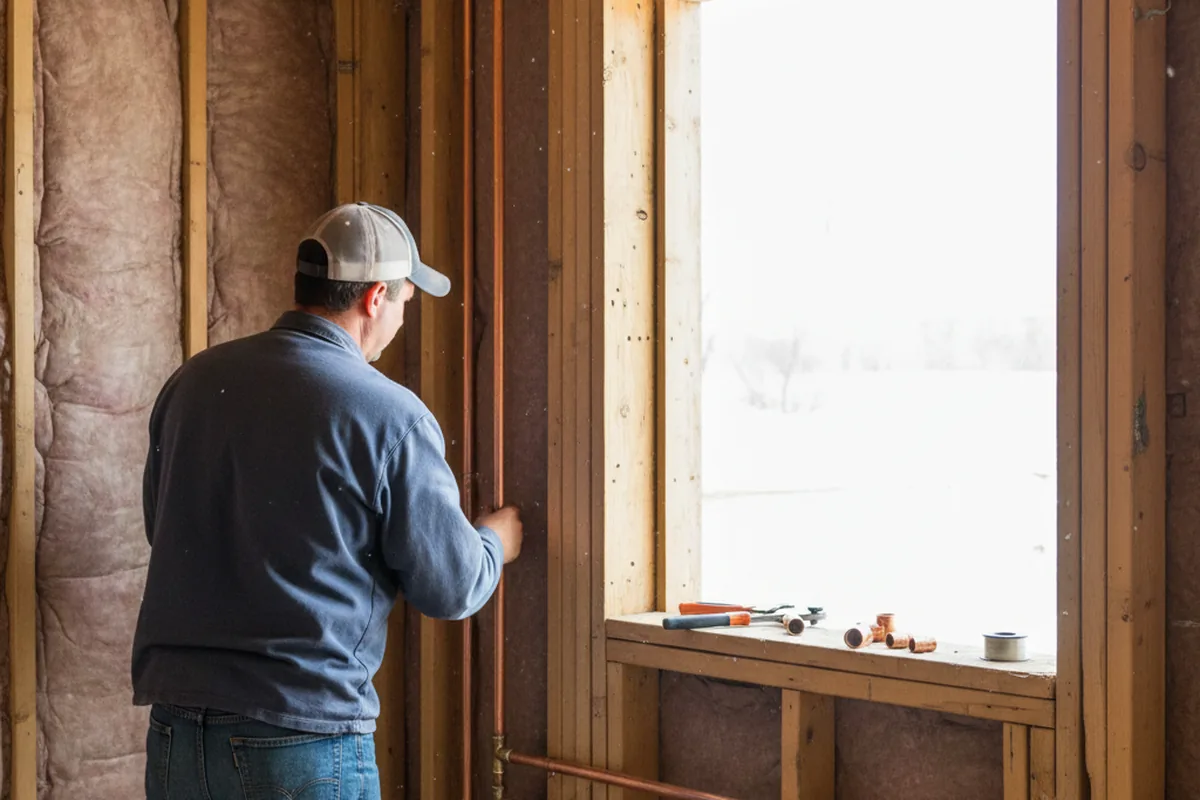 Licensed plumber running new copper supply lines in a Lakeshore home